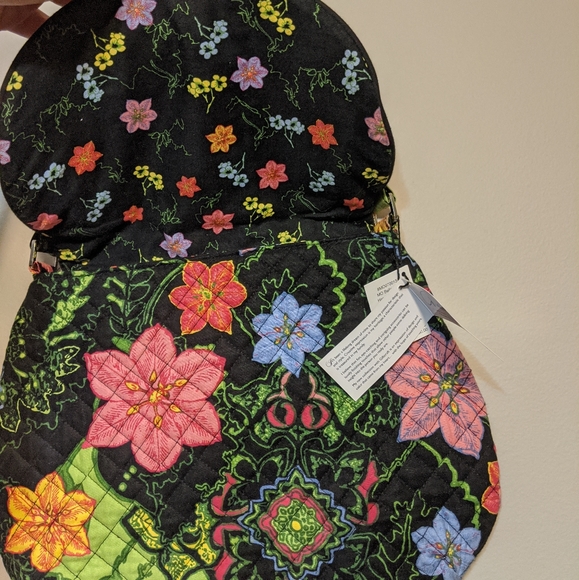 Maria Osmond Belladonna black floral Cotton quilted purse - Picture 5 of 11